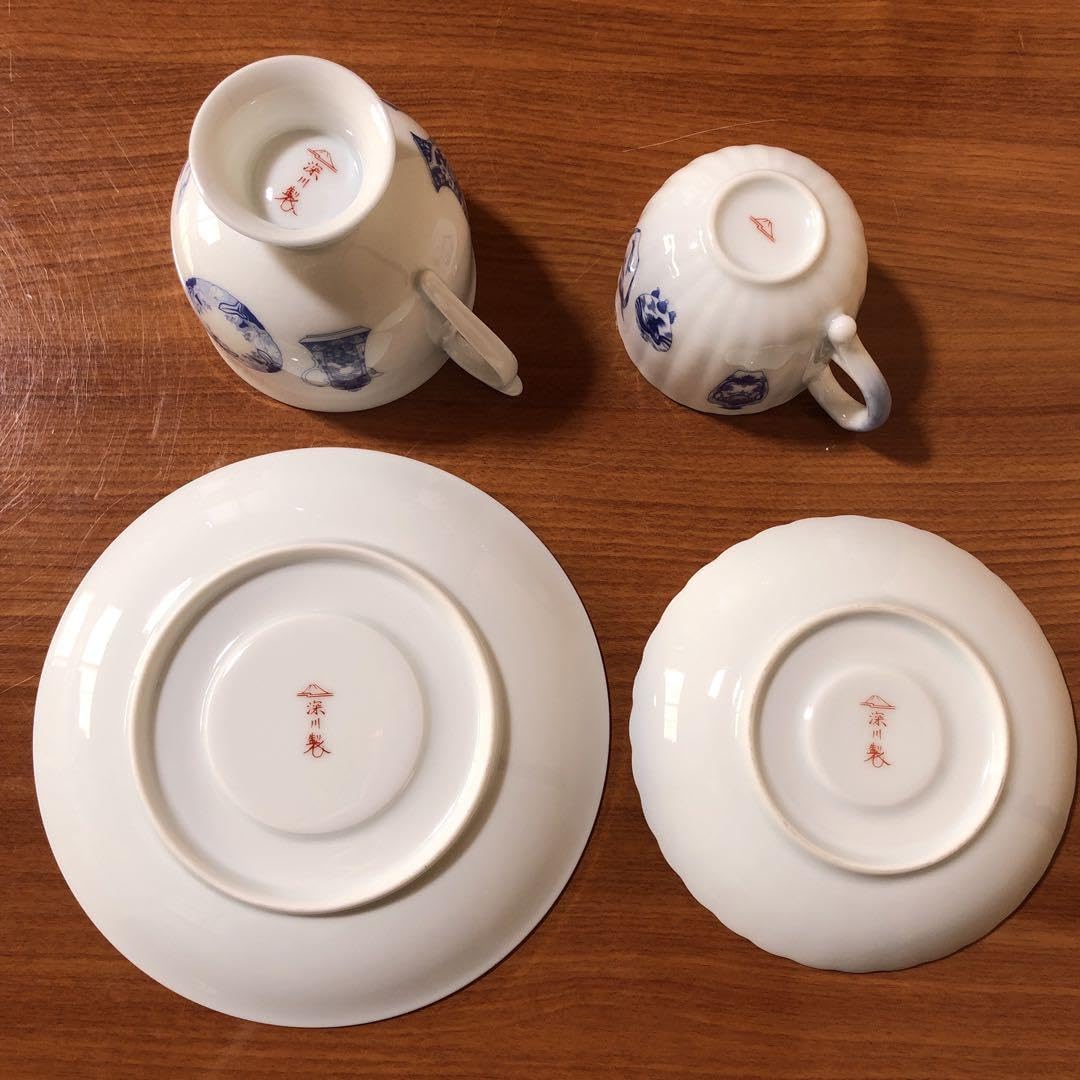 Amazon.co.jp: 深川製磁 ブルーチャイナ カップ&ソーサー